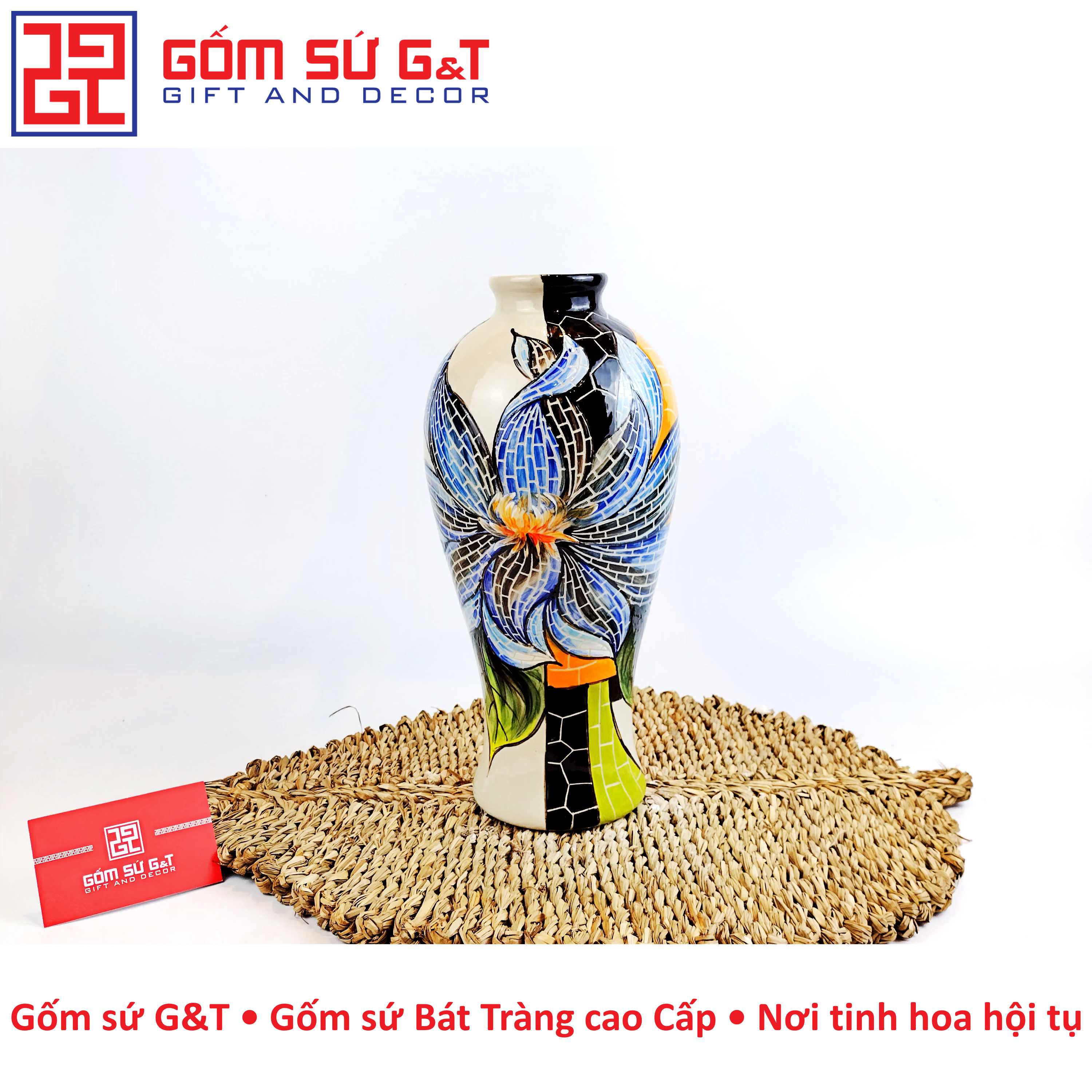 Lọ hoa dáng chân đèn hoa loa kèn Gốm Sứ G&T
