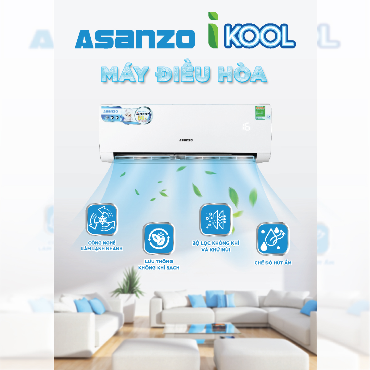 Máy Lạnh Asanzo Inverter iKool 1HP K09N66 - Hàng Chính Hãng - Chỉ giao HCM