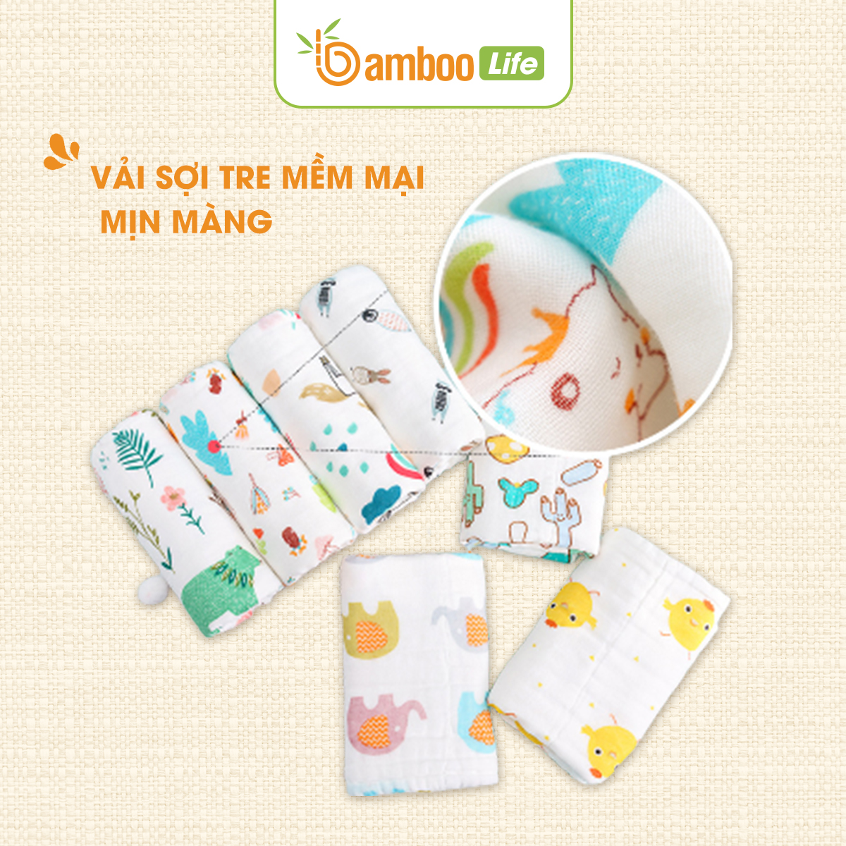 Quấn chũn cho em bé Bamboo Life BL054 từ sợi tre thiên nhiên hàng chính hãng Chũn quấn cho bé sơ sinh