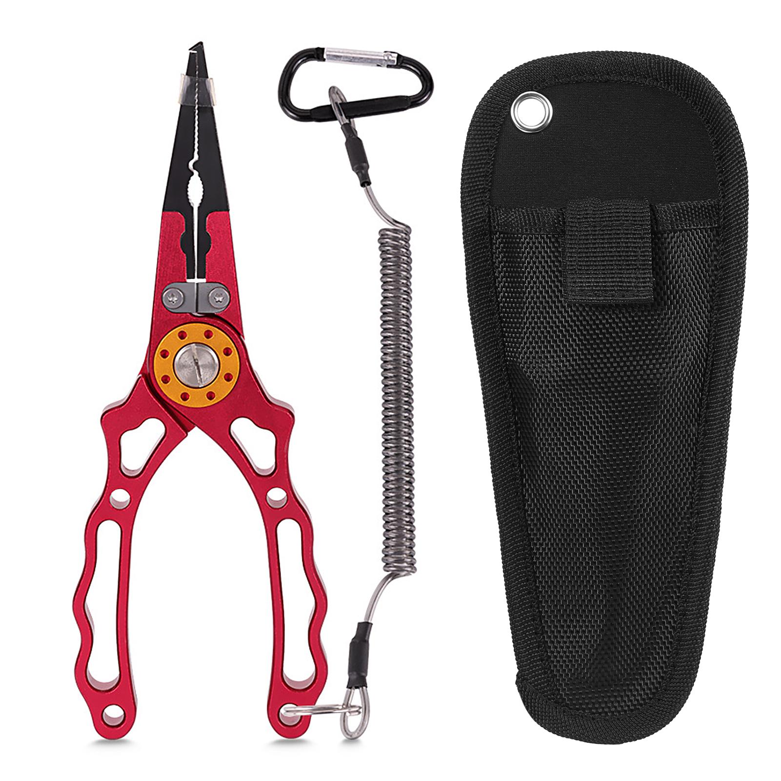 Aluminium Fishing Pliers Hook Remover Pliers Fish Holder Split Ring Tool Clip Clamp Line Cutter with Lanyard Storage Bag