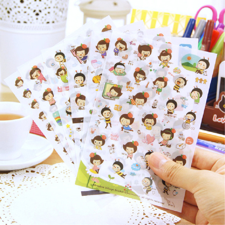 Bộ 6 tấm sticker trang trí Ong vàng