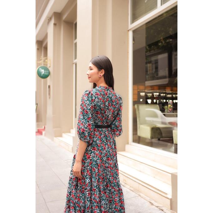 Đầm dáng suông, hạ eo, bèo 3 tầng, cổ tàu, chất liệu cotton linen nhẹ mát, may 1 lớp, đi chơi/đi làm CLARA MARE DRE4024