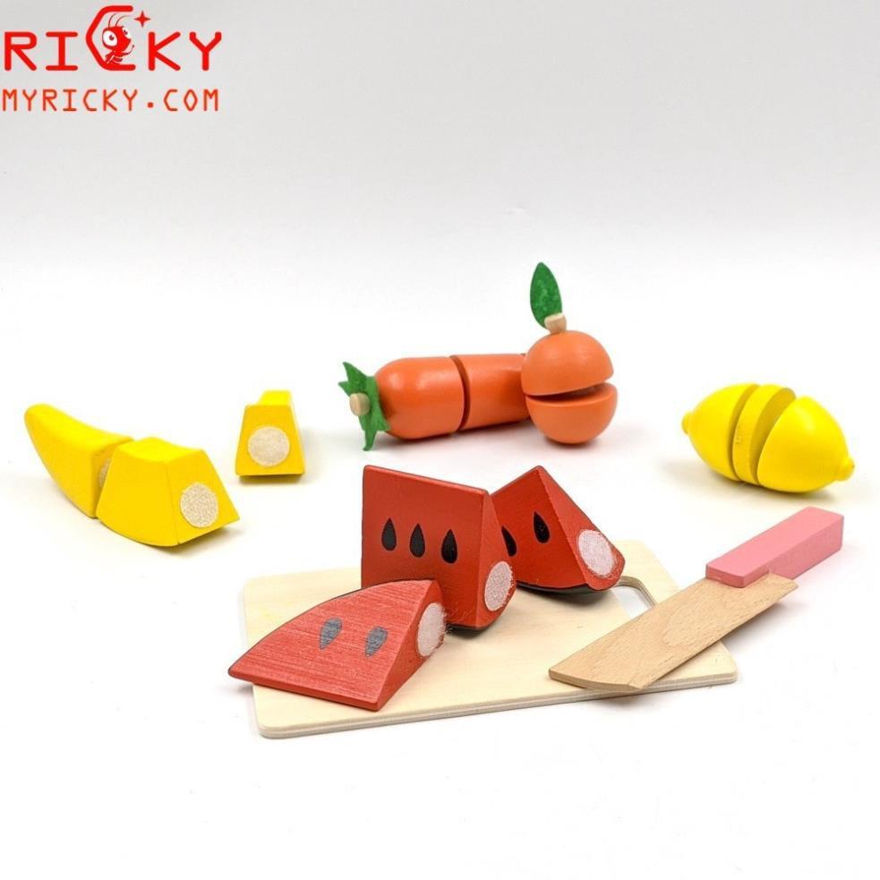 Bộ đồ chơi cắt ghép trái cây bằng gỗ cao cấp