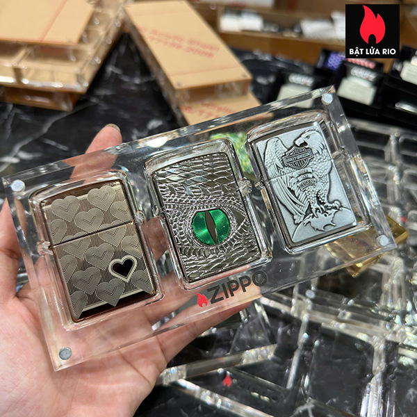 Khay Mica trưng bày và bảo quản Zippo 3 ô