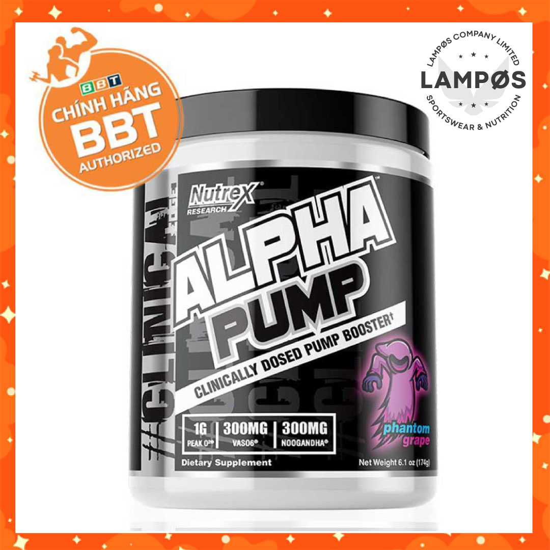 Nutrex Alpha Pump, Pre-Workout Tăng Sức Mạnh, Sức Bền, Tỉnh Táo Tập Trung, Không Chứa Caffeine, Phù Hợp Sử Dụng Khi Tập Luyện Ban Đêm Không Gây Mất Ngủ (20 lần dùng)