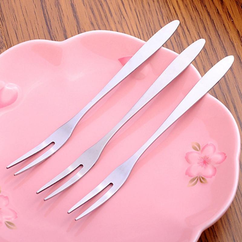 Stainless Steel Flatware Fruit Snack Dessert Fork Kitchen Party Pick Gadget Fruit Fork Stailess Steel Fork Home Kitchen Tools