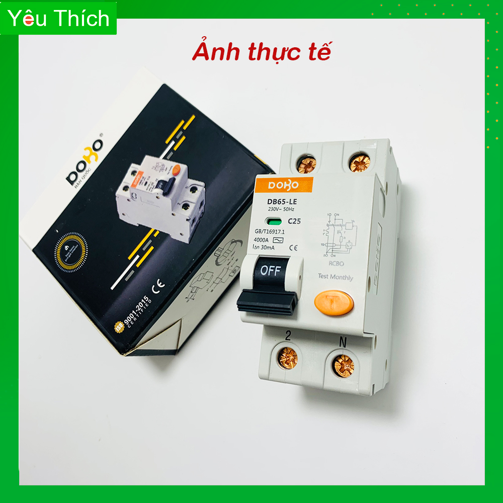 Cầu Dao Chống Giật RCBO DOBO đa năng 2P 63A - 30mA - siêu nhạy - Aptomat chống giật có clip test giật điện trực tiếp - Hàng Tốt - Sản phẩm được Khách Hàng tin dùng 5 năm liền! - DOBO KOREA DB65LE-886322