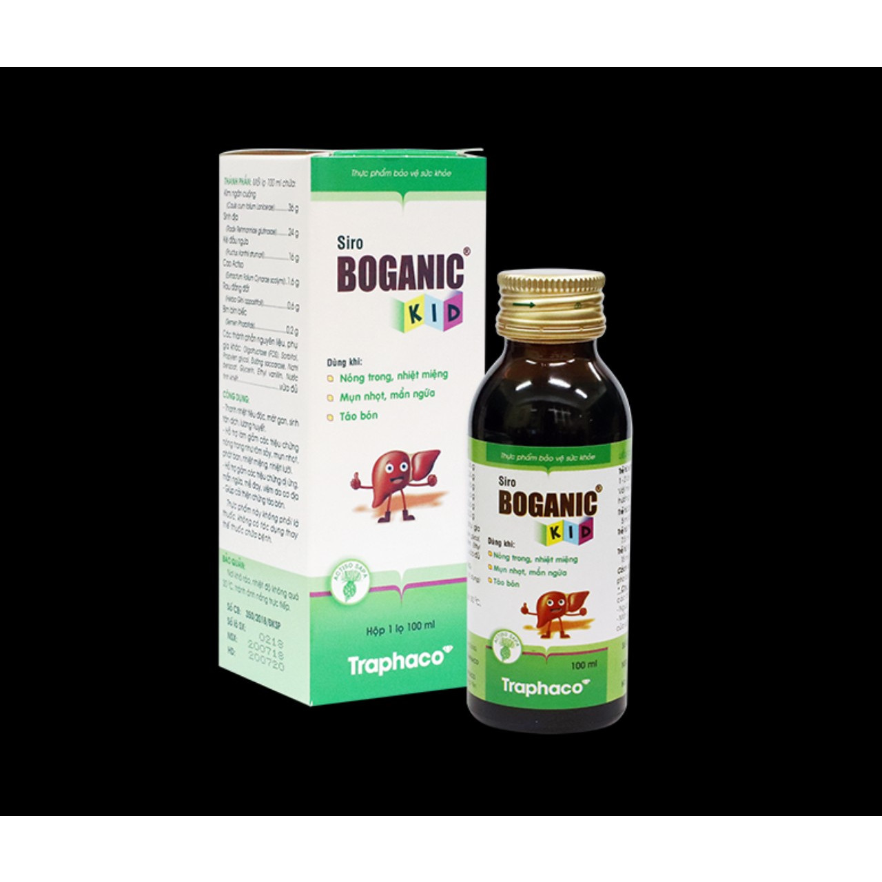 Siro Boganic Kid Traphaco - hỗ trợ mát gan, thanh nhiệt, giảm mẩn ngứa, rôm sảy cho bé từ Actiso và thảo dược