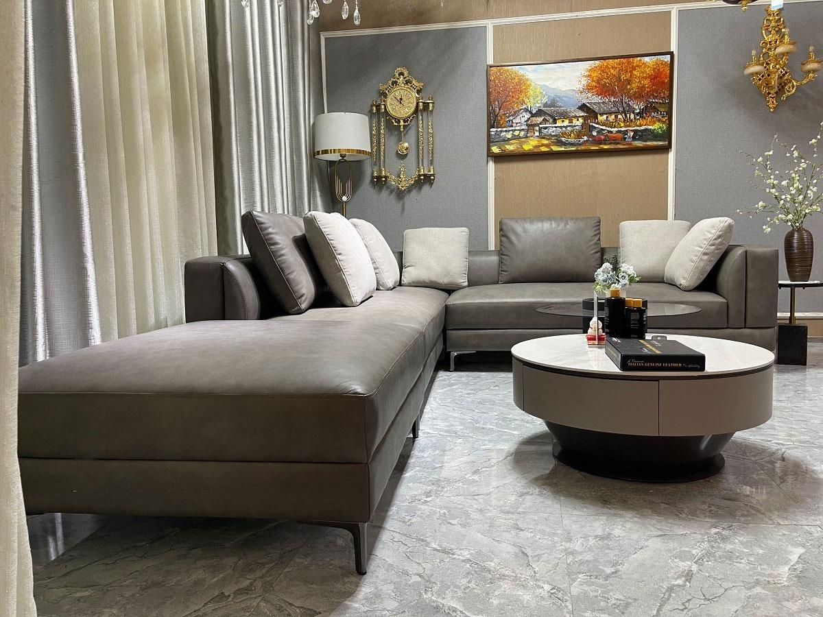 Sofa da bò thật 100% Juno sofa SFCT23 3m x 2m6 hàng cao cấp chuẩn da bò nhập khẩu Ý