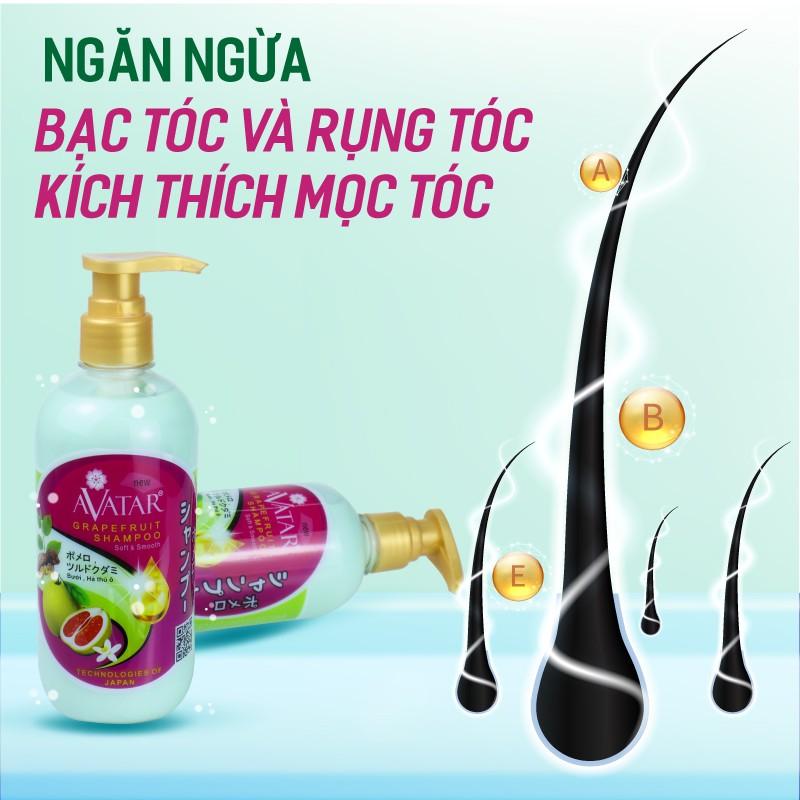 Dầu gội thảo mộc AVATAR chiết xuất Bưởi &amp; Hà thủ ô ngăn ngừa bạc sớm kích thích mọc tóc