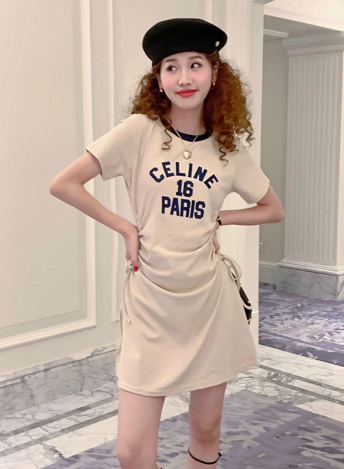 SHUANGYAN Pháp ăn mặc giản dị trăm phù hợp retro học viện phong cách váy đụng màu váy vừa vặn khí chất thắt lưng lộ vẻ gầy in váy