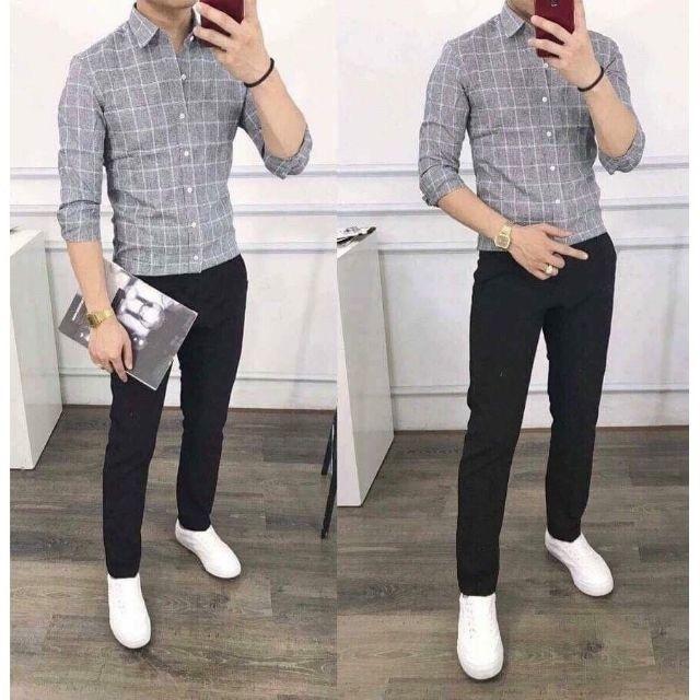 Áo Sơ Mi sọc xám cao cấp smm 054