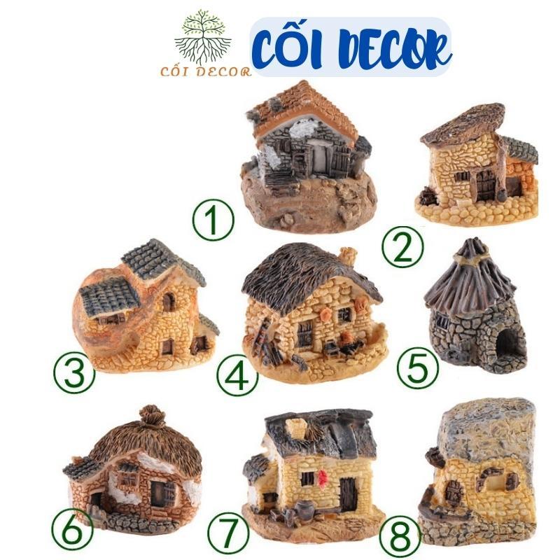 Mô hình tiểu cảnh ️ Mô hình ngôi nhà gạch nông thôn trang trí tiểu cảnh, sen đá, sân vườn, terrarium