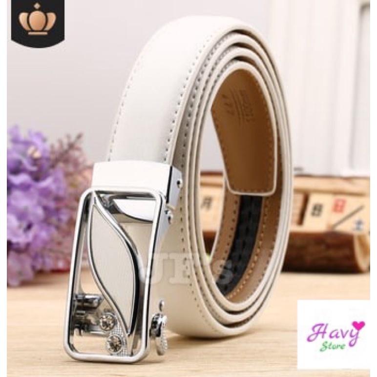 Thắt lưng da nữ khoá tự động hình lá, dây nịt lưng cao cấp thời trang nữ HAVY7788 50