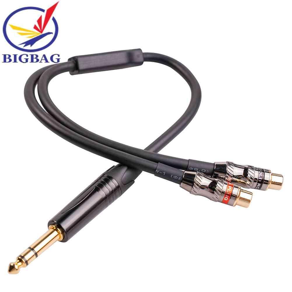 Cáp Chia Audio 6.35mm ĐầU CắM Sang Lỗ CắM 2RCA Mạ VàNg 24k