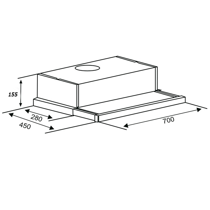Máy Hút Mùi Âm Tủ bếp 7 Tấc KAFF KF-TL700 - Điều Khiển Cảm Ứng - Hàng Chính Hãng