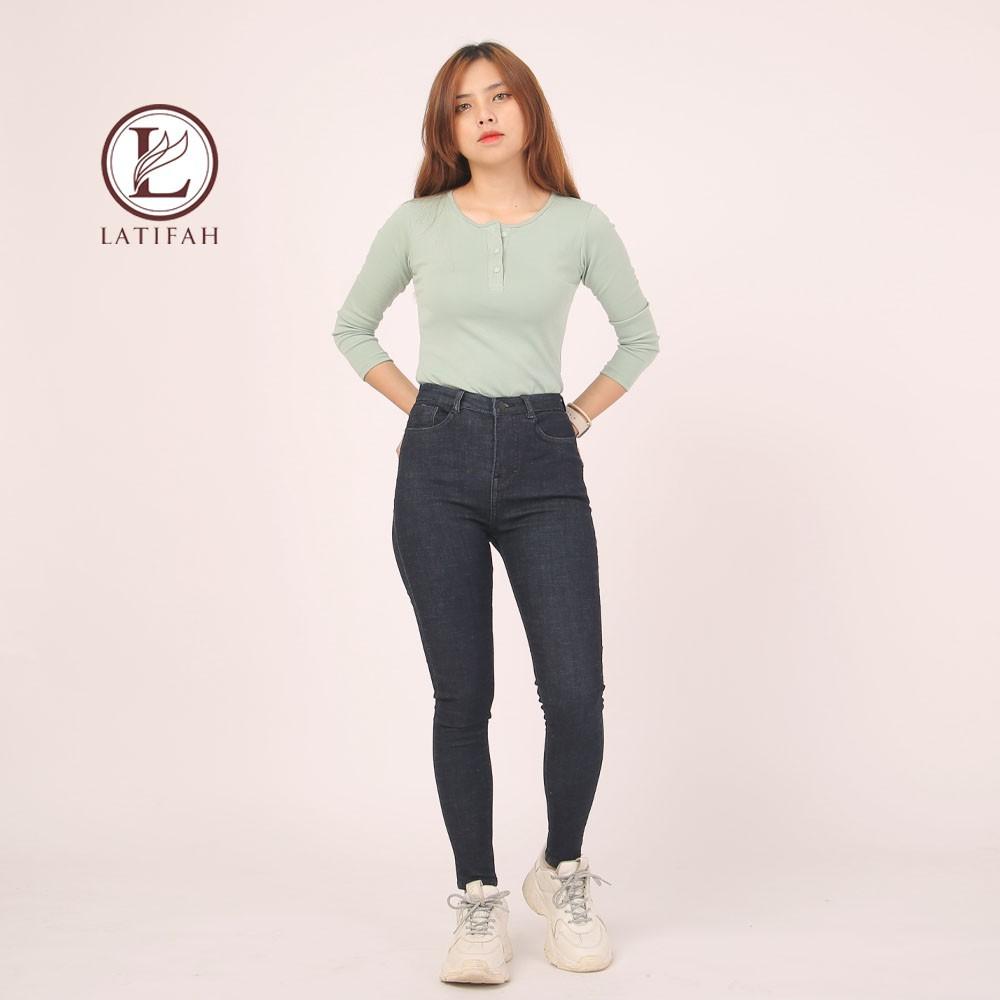 Quần jeans dài nữ co giãn Latifah cạp thường basic jean QD032