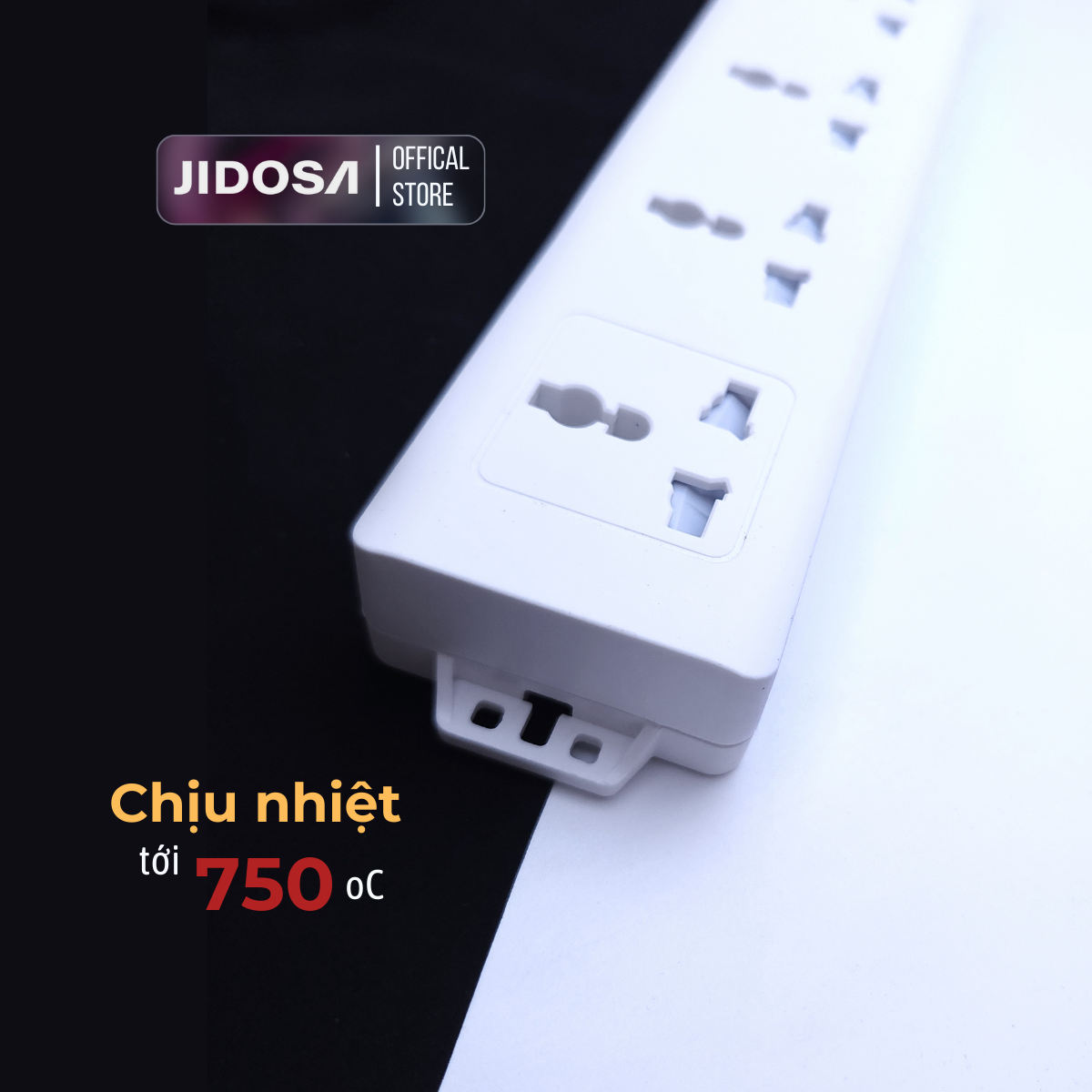 Ổ cắm điện đa năng chính hãng JIDOSA JD-D410 chống cháy, 2500W, nhựa PP bảo hành 36 tháng dây dài 3m