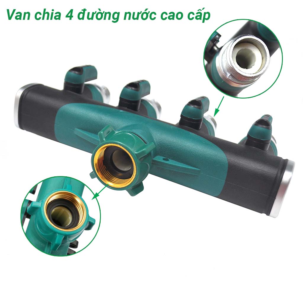 Van chia 4 đường nước có khóa cao cấp