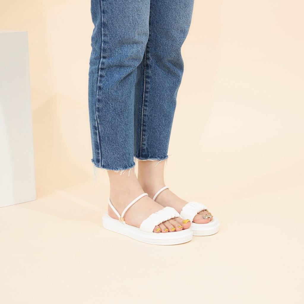 Giày Sandal Nữ MWC 2965 - Giày Sandal Quai Ngang Nhún 2 Trong 1 Đế Bằng Phối Quai Hậu Cao 3cm Siêu Hack Dáng