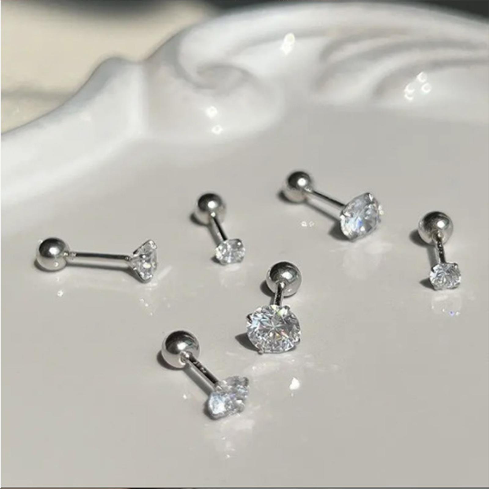 Stud Earrings Barbell Earrings Gifts Jewelry Round Statement Zircon Ear Studs   Ball Studs for Wedding Party Festival Girls Women