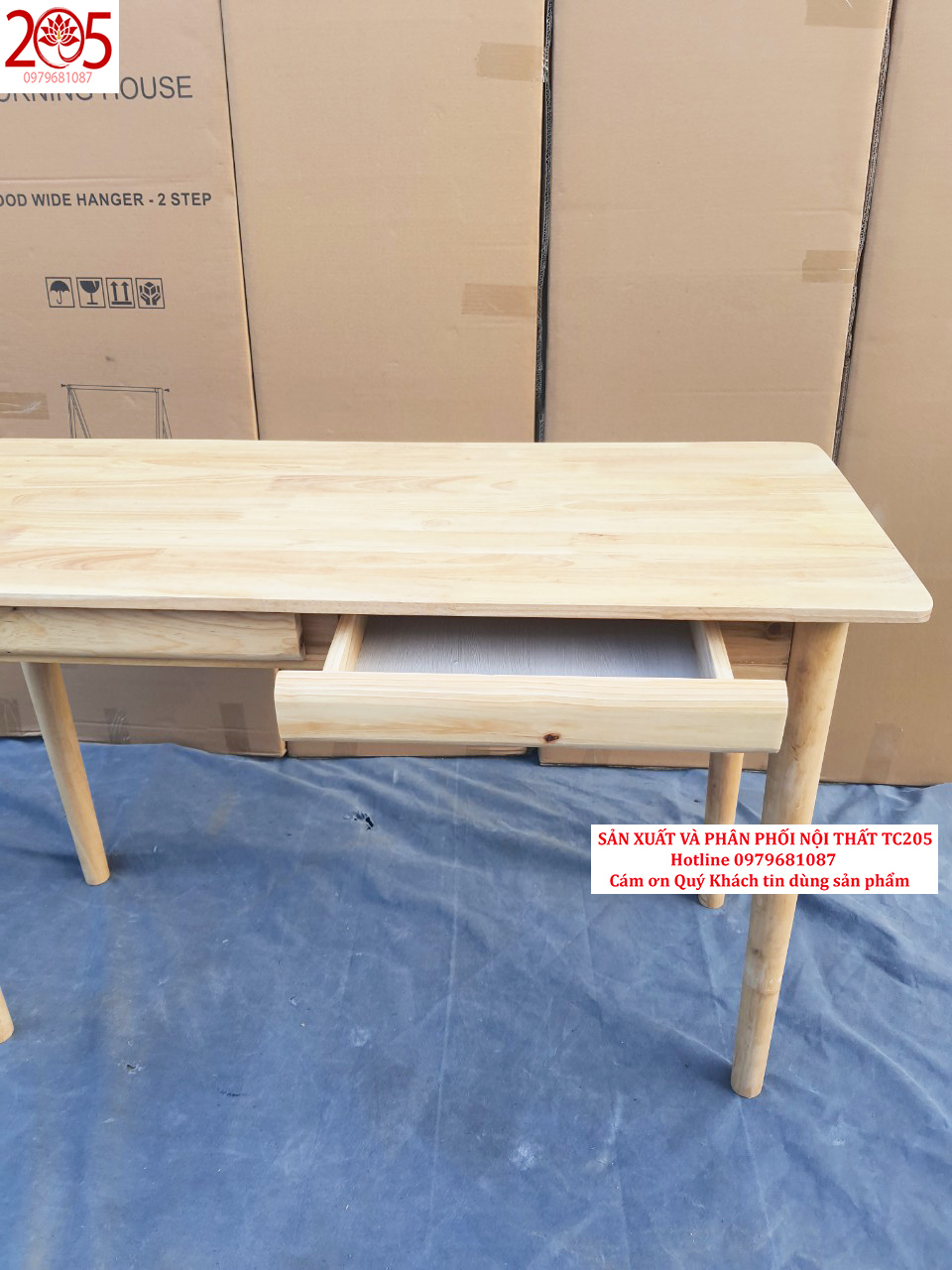 Bàn Làm Việc Gỗ Có Hộc ANHSON1016 - B Table - Natural - gỗ cao su