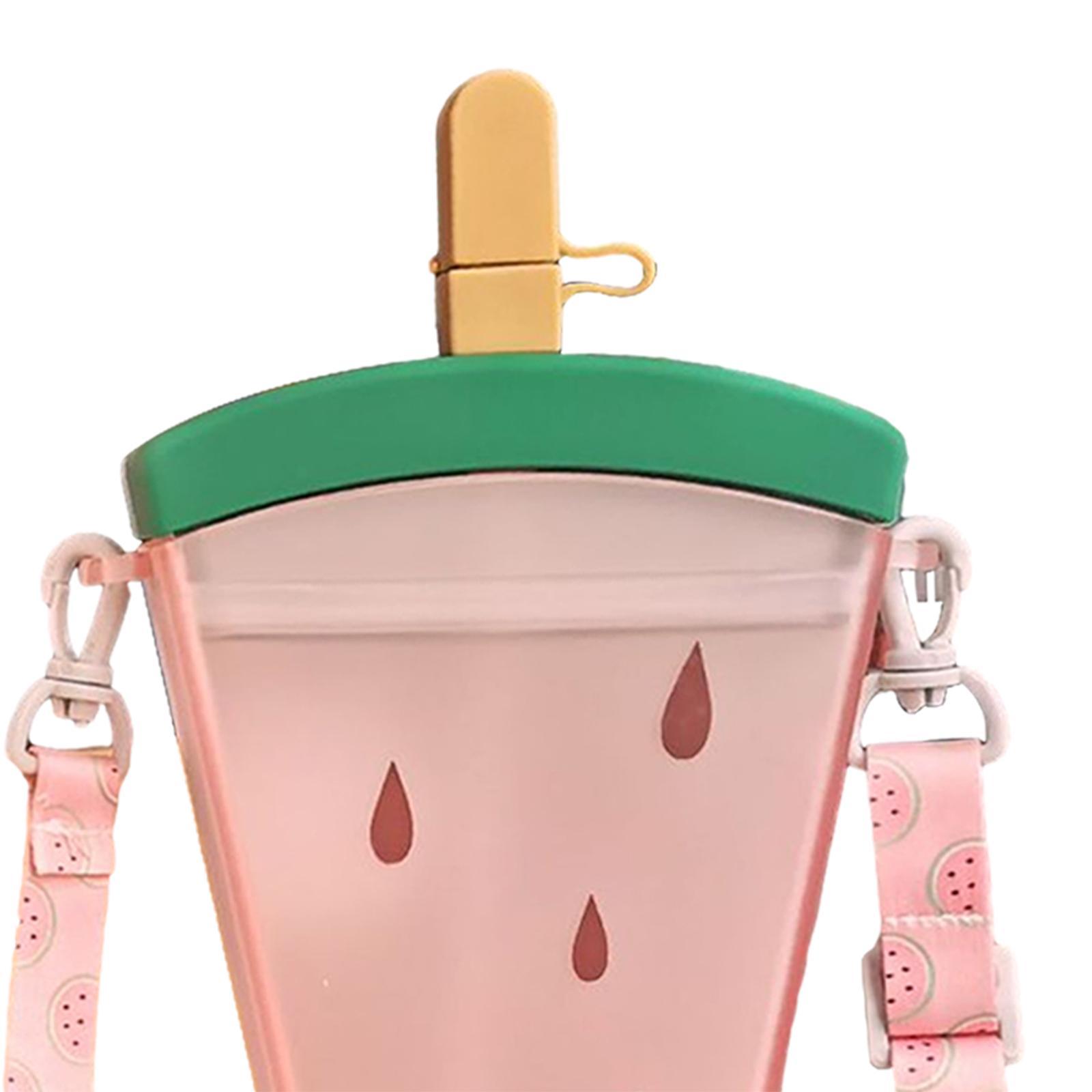 Water Bottle with Sucking Tube Girls Drinking Bottle Creative 320ml Practical Ice Cream Water Bottle for Sports Fishing Street Summer Birthday Gift