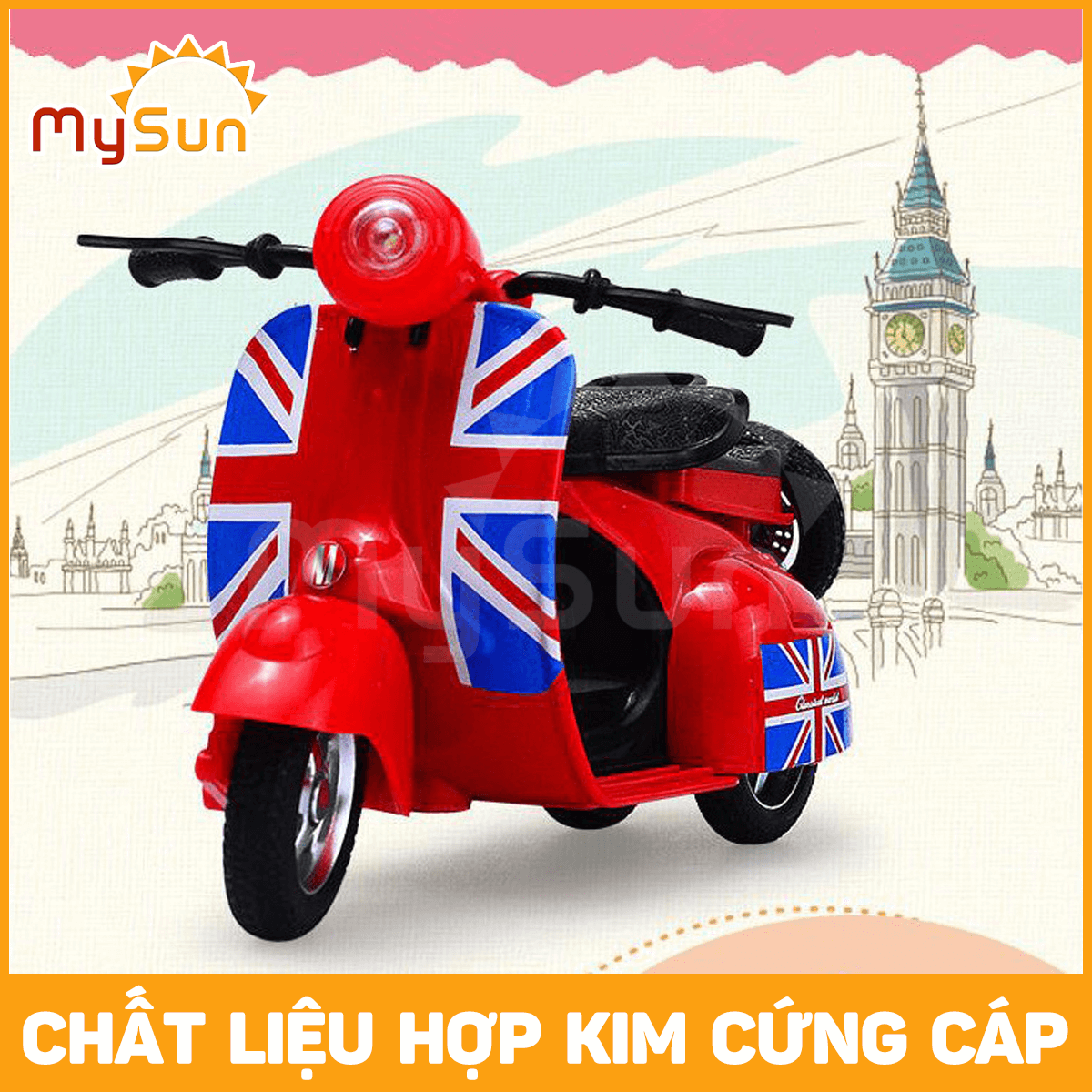 Mô hình xe máy Vespa Sprint cổ đồ chơi độ mini 1:12 cho bé