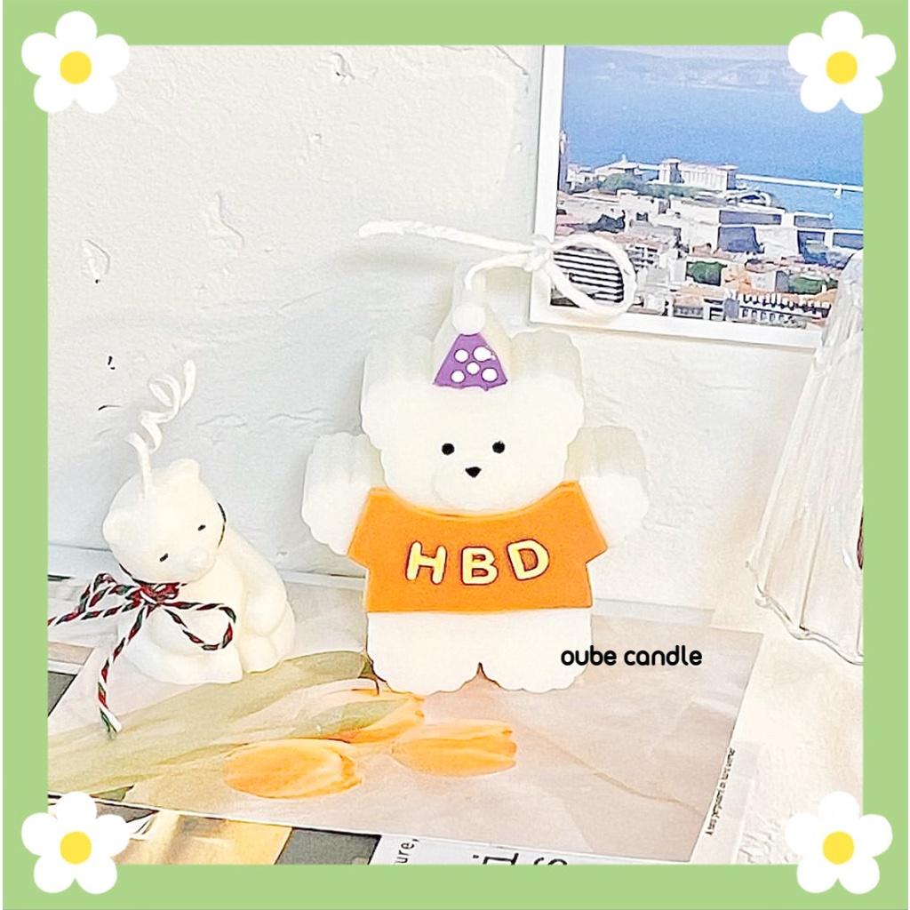 Nến Thơm Tinh Dầu Trang Trí Phòng Siêu Yêu Bé Gấu Happy Birthday Hàn Quốc - Quà Tặng - Trang Trí | Oube Candle NT3
