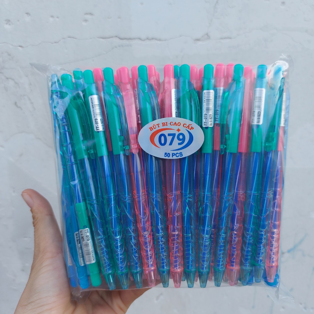 Set 100 Cây bút bi cao cấp mực xanh 079 ngòi 0.7mm