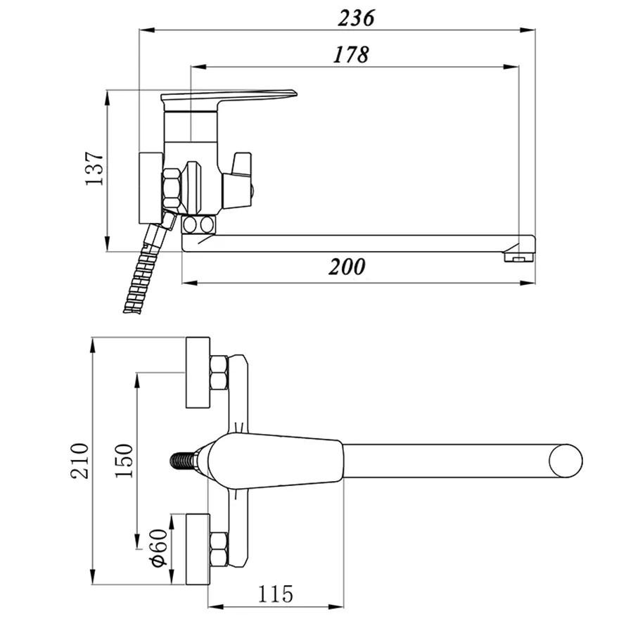 Củ sen nóng lạnh dùng cho bồn tắm nằm Eurolife EL-GRAY 03