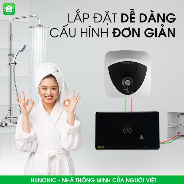 [Chống Giật] [Công Nghệ Wifi] Công Tắc Chống Giật Bình Nóng Lạnh Hunonic Datic