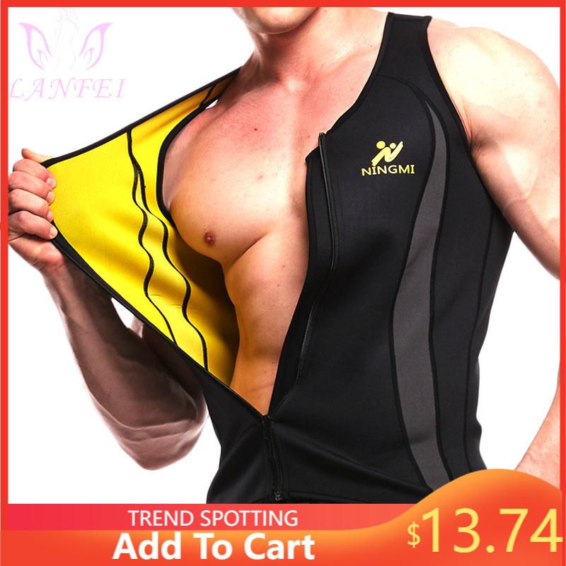 LANFEI Eo Huấn Luyện Áo Sơ Mi Xẻ Nam Nóng Neoprene Mỡ Đốt Áo Nén Tập Toàn Thân Xông Hơi Tập Gym Mồ Hôi Bể Với dây Kéo