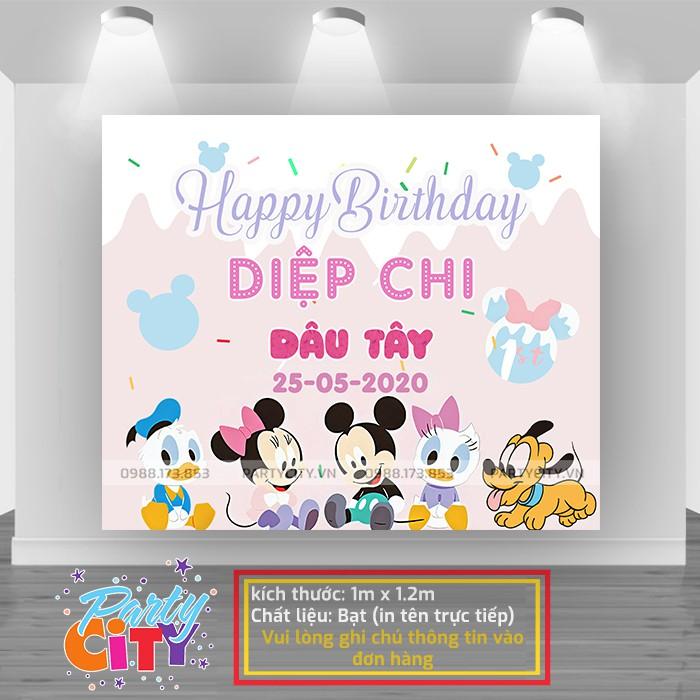 Backdrop sinh nhật, nền tường trang trí sinh nhật cho bé tuổi chuột thiết kế riêng theo yêu cầu
