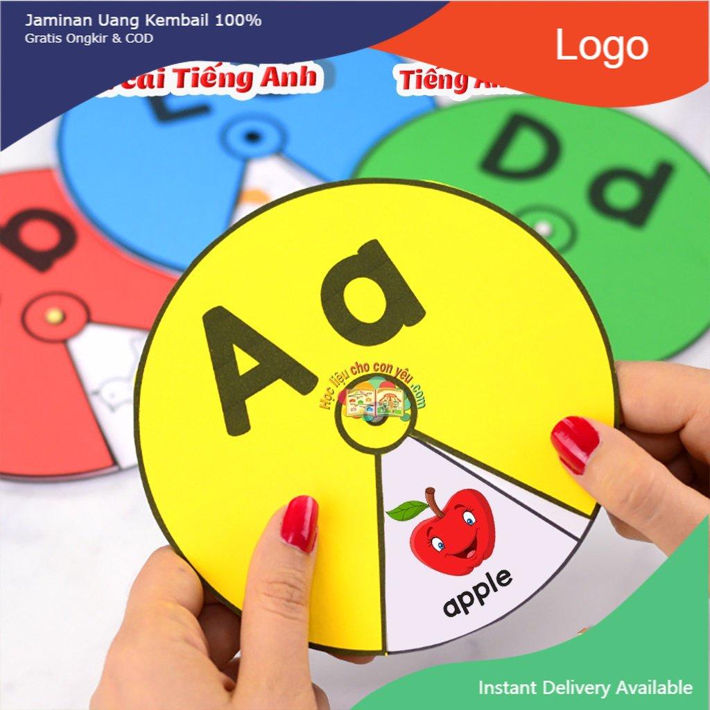 Bộ Flashcard Học liệu hình tròn xoay 26 bảng chữ cái Tiếng Anh Từ Điển Bằng Hình