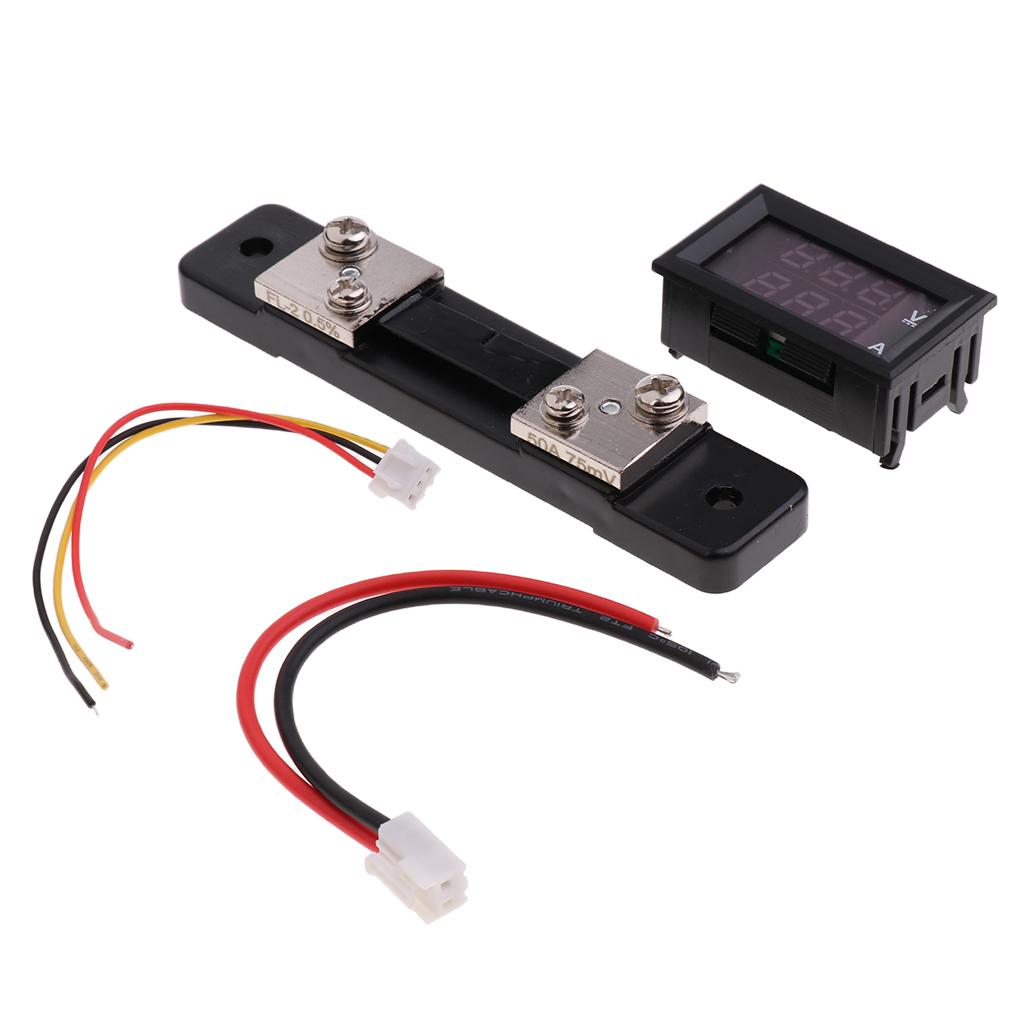 DC 0-100V 50A Voltmeter Ammeter LED Digital Amp Volt Meter Gauge w/ Shunt
