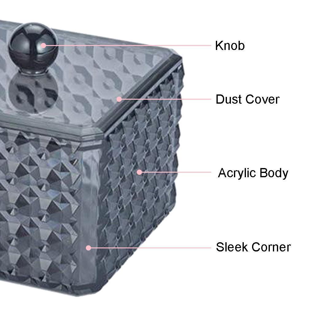 Acrylic Cotton Pads Ear Bud Holder Dispenser Organiser Box Swab Box