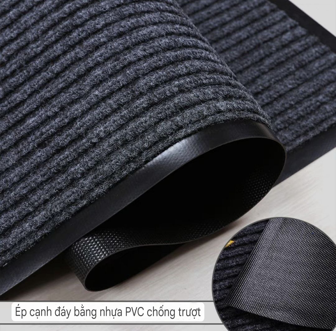 Thảm Chùi Chân chống trượt đế cao su trải sảnh 120cm x180cm - Đỏ đun &amp; Xám đen