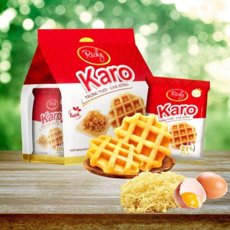 Combo Bánh Karo Phomai Hoàng Kim Và Sợi Gà Truyền Thống Richy Thơm Ngon