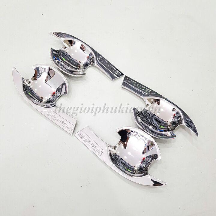Bộ ốp hõm cửa, chén cửa xe dành cho Mitsubishi Outlander mạ Crom
