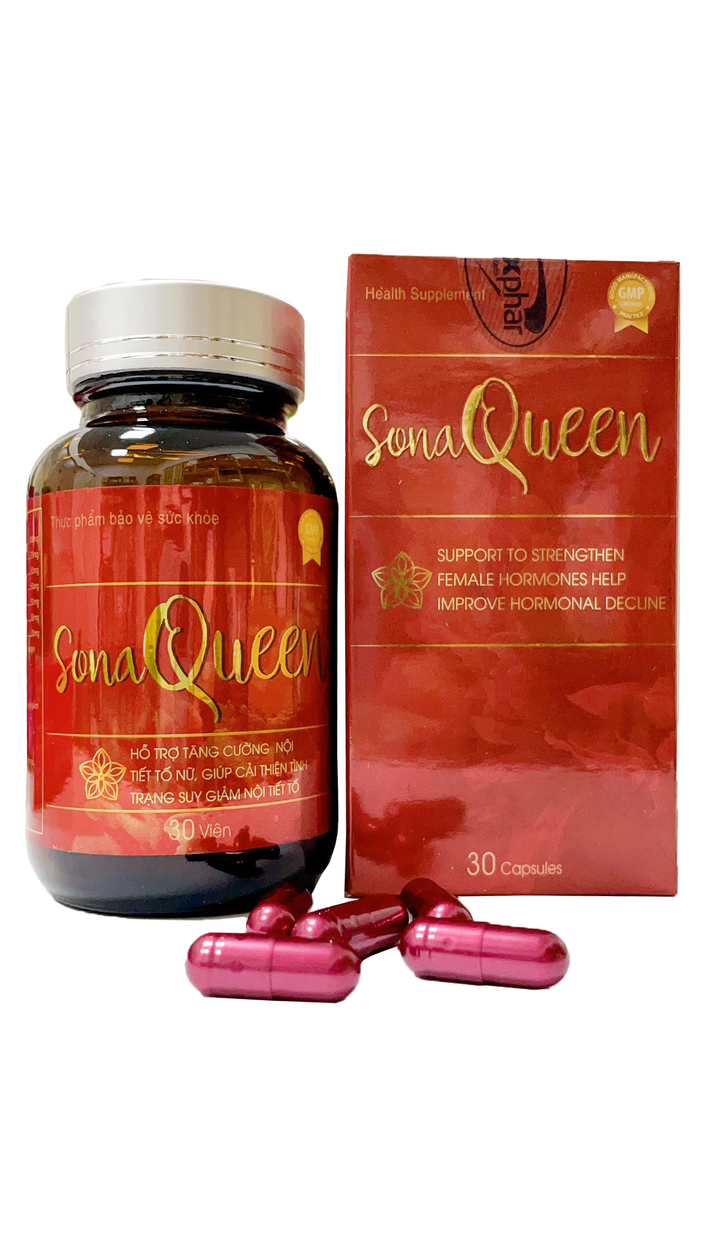 Viên Uống Hỗ Trợ Tăng Cường Nội Tiết Tố Nữ Thời Kỳ Tiền Mãn Kinh Mãn Kinh Sona Queen - Lọ 30 viên