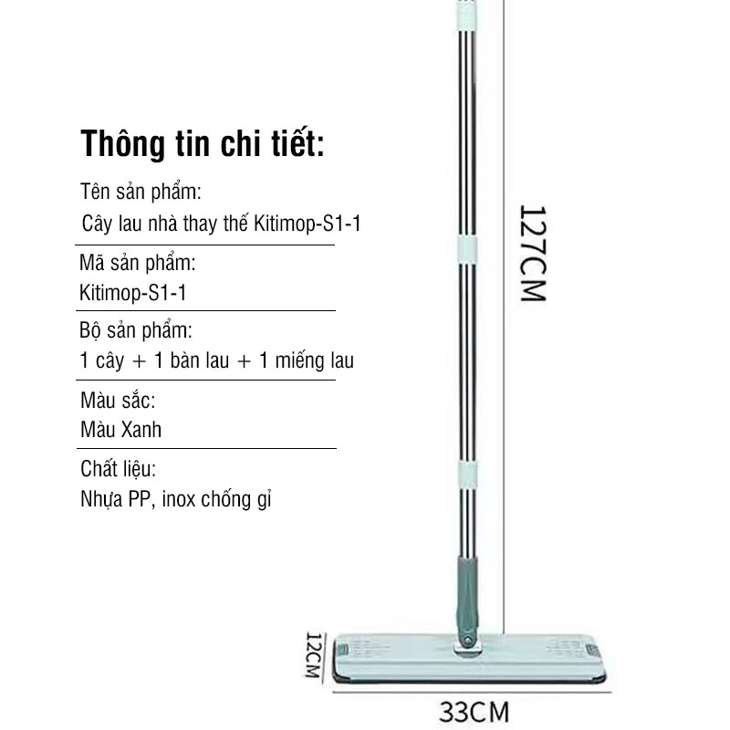 Cây lau nhà thay thế (Không Bao Gồm Thùng Vắt) Kitimop-S02