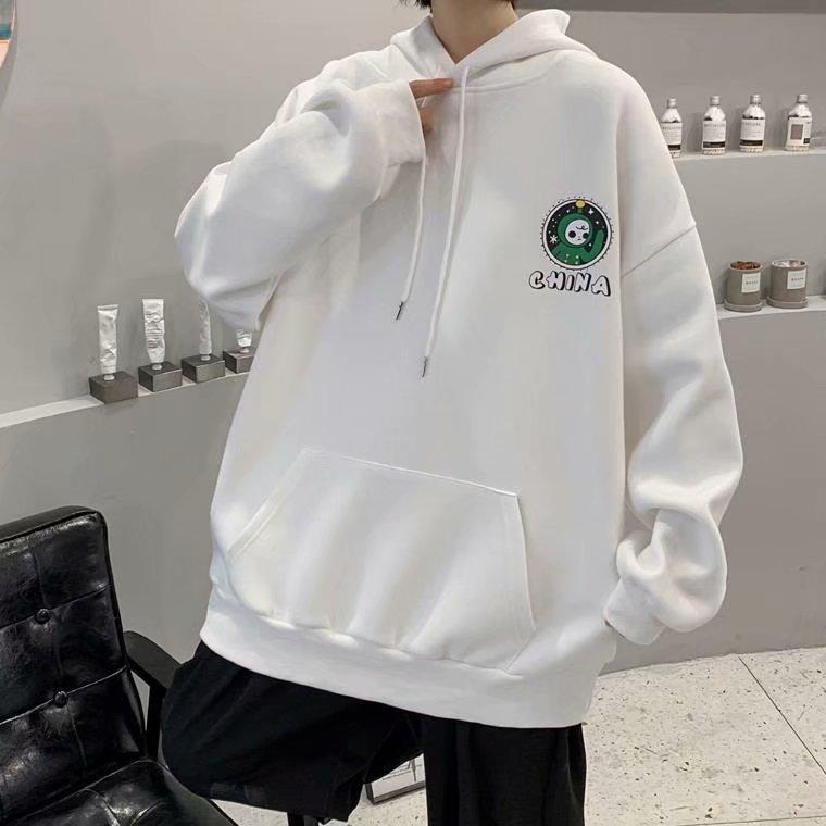 Áo hoodie tay dài dáng rộng in hình tên lửa gồm 3 màu sắc