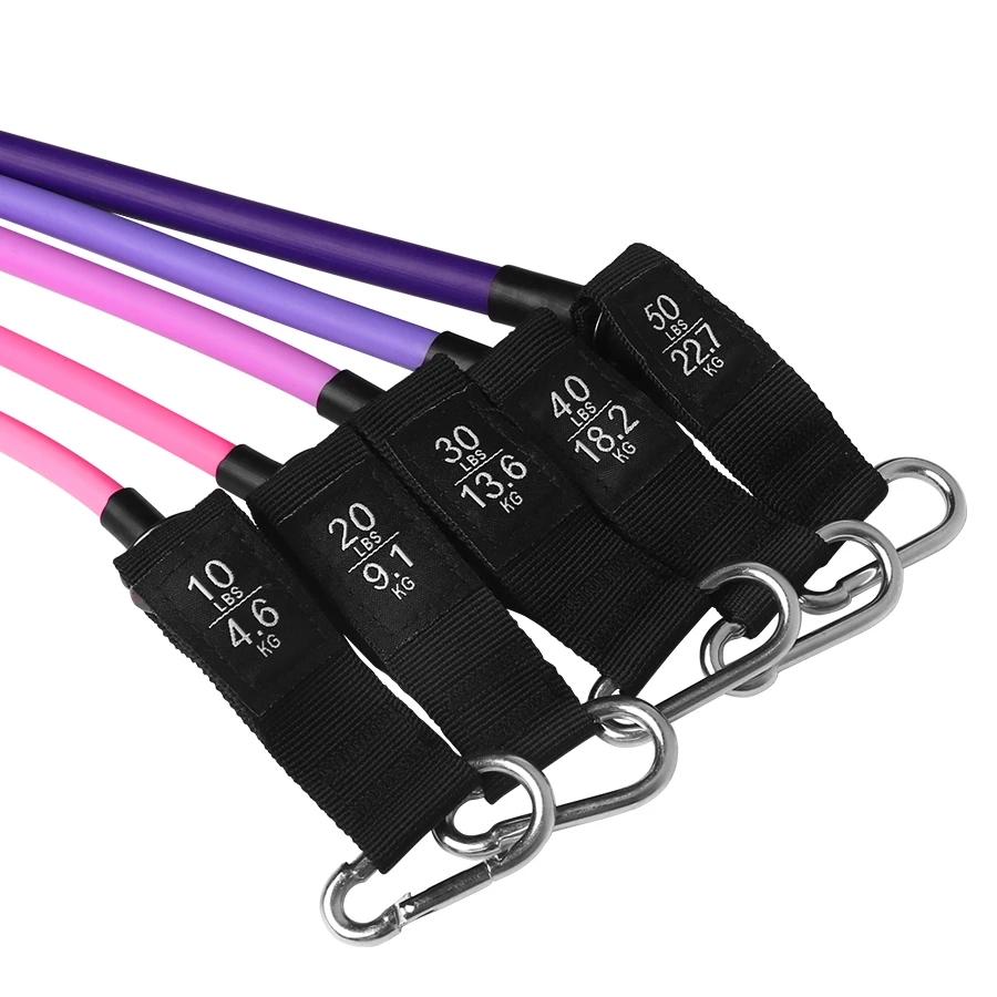 Các dải kháng thể tập thể dục đặt các dải tập luyện yoga 5 ống tập thể dục tại nhà với cửa neo tay cầm dây đeo mắt cá chân thiết bị tập thể dục Color: HLG lanhei