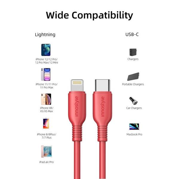 Cáp sạc INNOSTYLE JAZZY 18W USB-C sang LIGHTNING MFI IPHONE/IPAD/IPOD ICL120