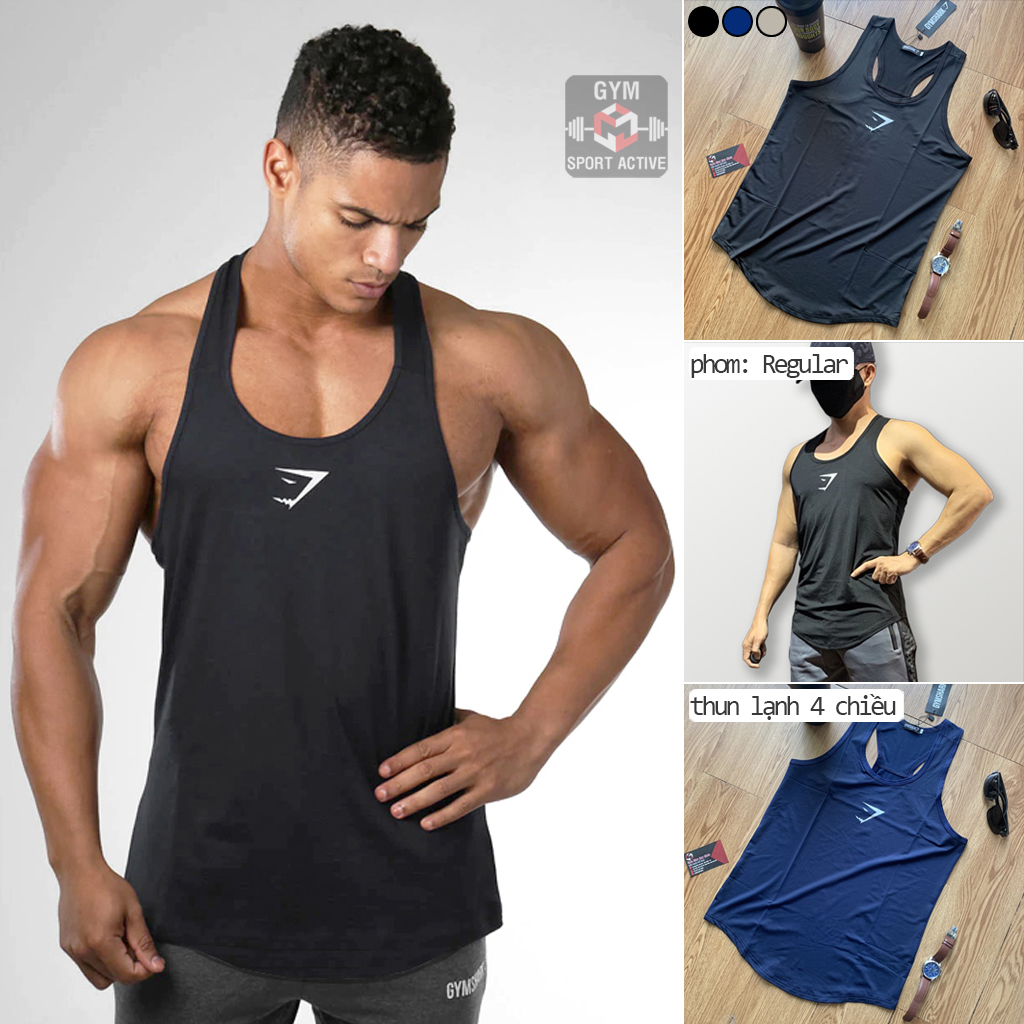 Áo ba lỗ nam thể thao áo tank tập gym nam tank GymShark thun poly 4 chiều