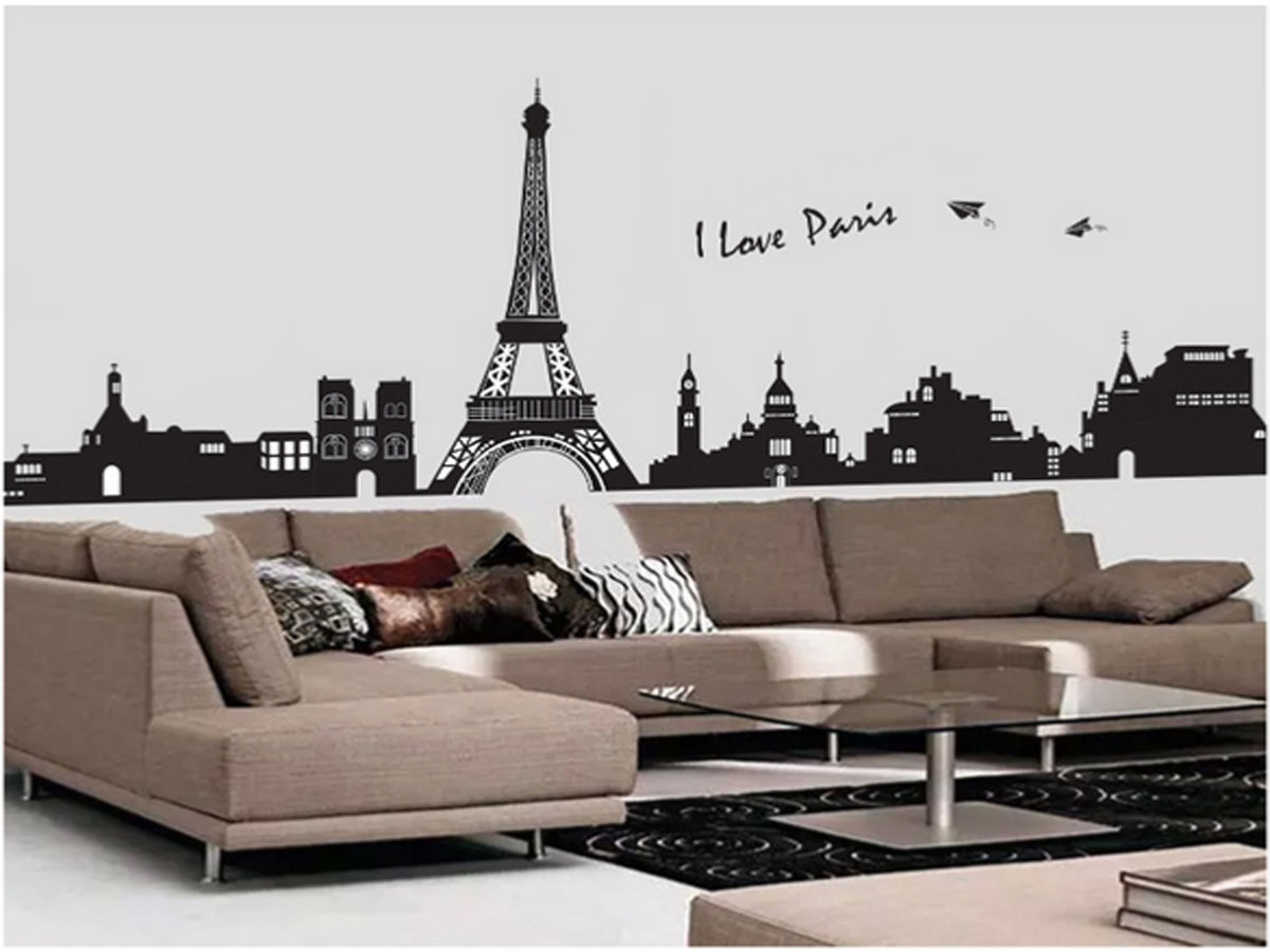 Decal dán tường luvina thành phố paris màu đen ay935