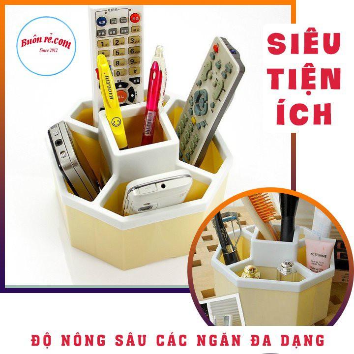 Khay tiện ích lục giác 5 ngăn để bàn nhựa Khay đựng đồ đa năng màu xinh xắn (1337)