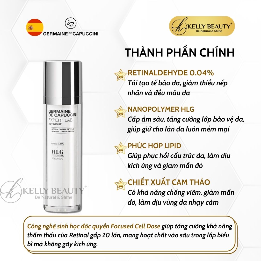 Tinh Chất Retinal Trẻ Hóa Da Germaine Expert Lab Retinight Retinal Cream Serum | Kelly Beauty