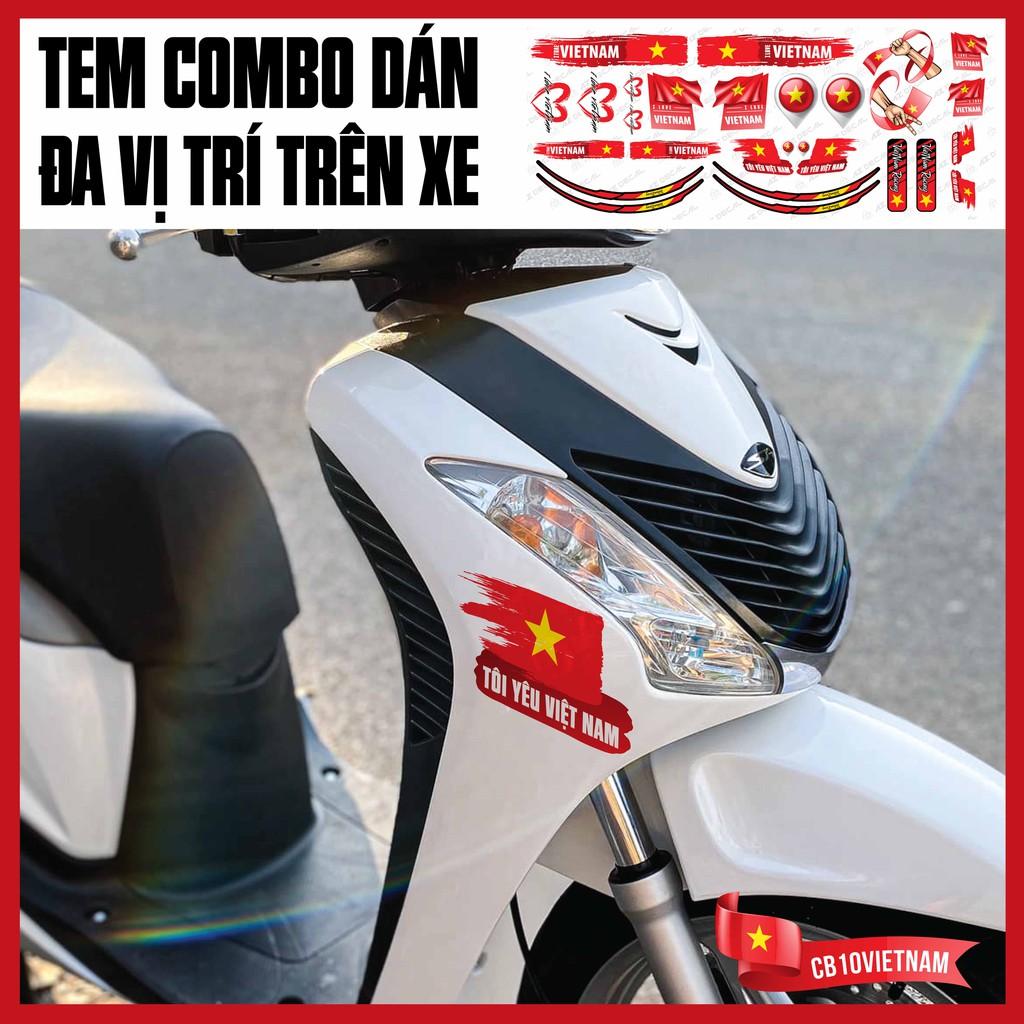 Tem Xe Máy Đa Vị Trí Chủ Đề Việt Nam | CB10VIETNAM | Decal Dán Cho Mọi Dòng Xe, Chống Nước, Chống Bay Màu